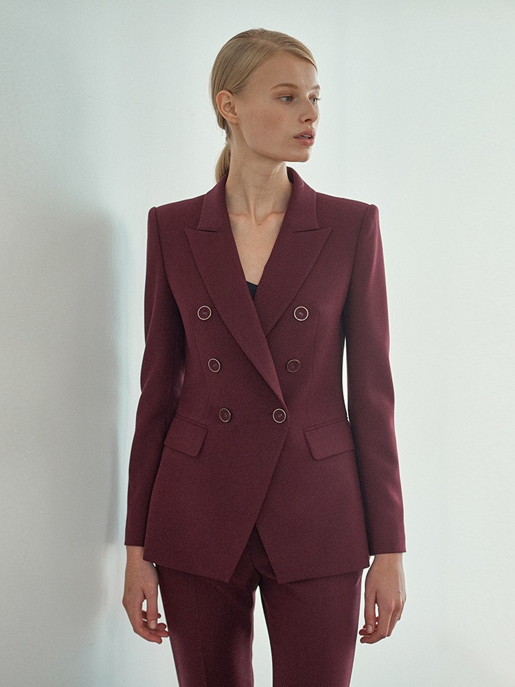 CHELSEA DOUBLE BREASTED JACKET - BURGUNDY