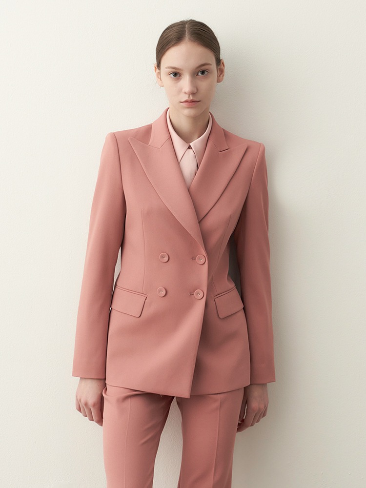 SIGNATURE DOUBLE BREASTED JACKET - SALMON PINK