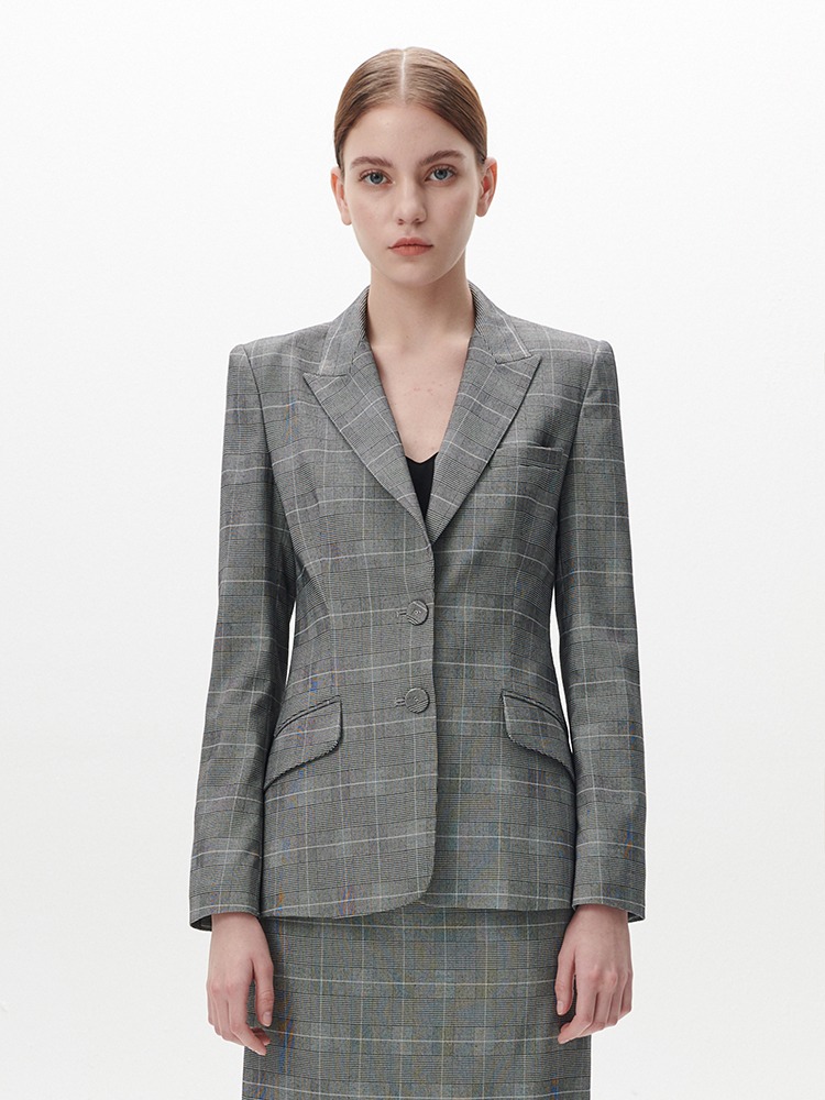 CLASSIC SINGLE BREASTED JACKET - GRAY PLAID
