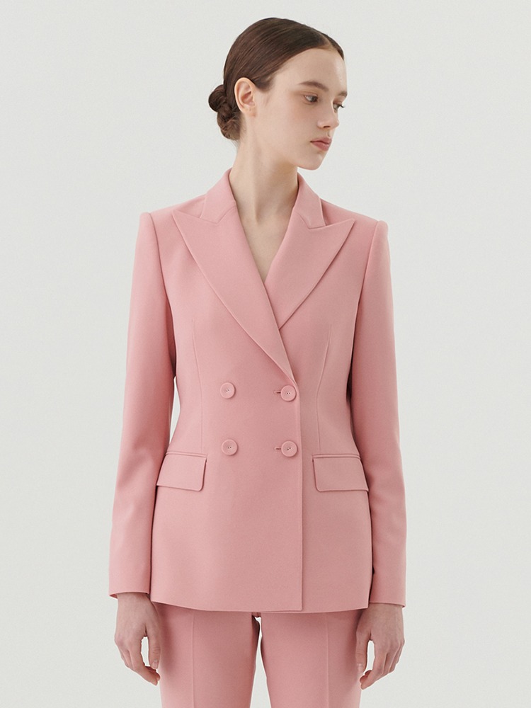 SIGNATURE DOUBLE BREASTED JACKET - PEONY PINK