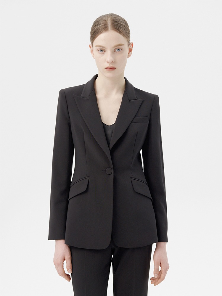 CLASSIC ONE-BUTTON JACKET - BLACK